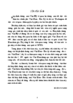 Đề tài Tác động của hiêph định thương mại Việt Nam - Hoa kỳ tới môi trường đầu tư của Việt Nam