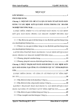 Khóa luận Hoàn thiện kế toán bán hàng và xác định kết quả bán hàng tại Công ty Cổ phần Vật Tư Tổng Hợp Hà Tây