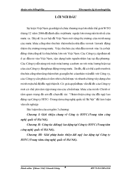 Luận văn Hoàn thiện công tác đãi ngộ lao động tại Công ty HITC- Trung tâm công nghệ quốc tế Hà Nội