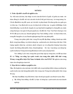 Luận văn Nâng cao năng lực cạnh tranh của trung tâm phân thối thời trang Winny trong điều kiện Việt Nam là thành viên của WTO