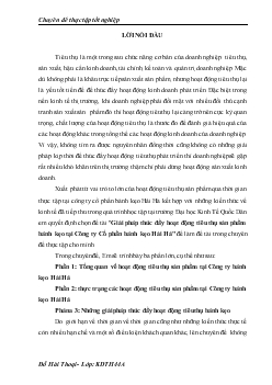 Chuyên đề Giải pháp thúc đẩy hoạt động tiêu thụ sản phẩm bánh kẹo tại Công ty Cổ phần bánh kẹo Hải Hà
