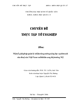 Chuyên đề Một số giải pháp quản lý nhằm tăng cường năng lực cạnh tranh của thuỷ sản Việt Nam xuất khẩu sang thị trường Mỹ