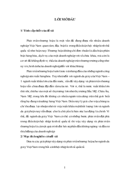 Đề án Một số giải pháp cho việc xây dựng và phát triển thương hiệu hàng da giày Việt Nam trong bối cảnh hội nhập kinh tế quốc tế