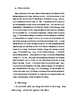 Đề tài Công cuộc xây dựng nền kinh tế thị trường theo định hướng xã hôi chủ nghĩa ở Việt Nam
