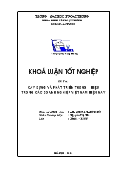Khóa luận Xây dựng và phát triển thương hiệu trong các doanh nghiệp Việt Nam hiện nay