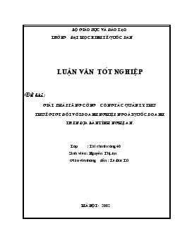 Luận văn Giải pháp tăng cường công tác quản lý thu thuế giá trị gia tăng đối với doanh nghiệp ngoài quốc doanh trên địa bàn tỉnh Nghệ An