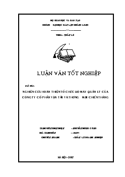 Luận văn Nghiên cứu hoàn thiện tổ chức bộ máy quản lý của công ty cổ phần vận tải và thương mại Chiến Thắng