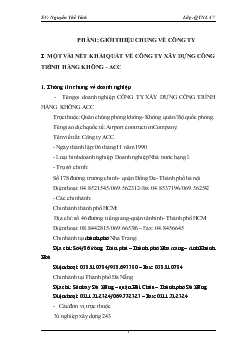 Báo cáo thực tập ở Công ty Xây dựng công trình hàng không-ACC