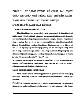 Chuyên đề Công tác hạch toán kế toán quá trình tiêu thụ sản phẩm, hàng hoá trong các doanh nghiệp