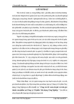 Chuyên đề Công tác kế toán chi phí và tính giá thành sản phẩm tại Công ty Cổ phần Xây dựng Công Nghiệp