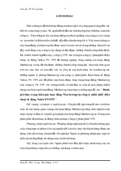 Chuyên đề Đánh giá thực trạng hiệu quả hoạt động Marketing của công ty phân phối điện thoại di động Nokia F9-FPT