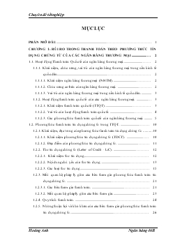 Chuyên đề Giải pháp hạn chế rủi ro trong phương thức thanh toán tín dụng chứng tử tại Ngân hàng nông nghiệp và phát triển nông thôn nam Hà Nội