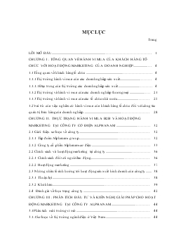 Chuyên đề Hành vi mua của khách hàng tổ chức với hoạt động marketing của công ty cổ phần cơ điện Alphanam