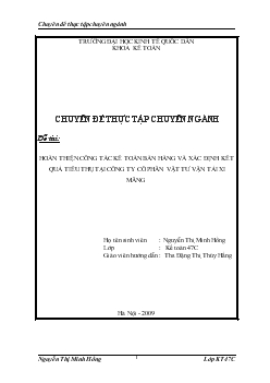 Chuyên đề Hoàn thiện công tác kế toán bán hàng và xác định kết quả tiêu thụ tại công ty cổ phần vật tư vận tải xi măng
