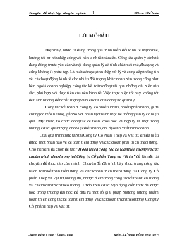 Chuyên đề Hoàn thiện công tác kế toán tiền lương và các khoản trích theo lương tại Công ty Cổ phần Thép và Vật tư