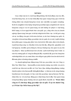 Chuyên đề Hoàn thiện công tác tổ chức hoạt động giao nhận vận tải quốc tế tại chi nhánh Công ty cổ phần Kho Vận Miền Nam tại Hà Nội