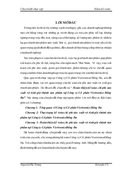 Chuyên đề Hoàn thiện kế toán chi phí sản xuất và tính giá thành sản phẩm tại Công ty Cổ phần Viettronics Đống Đa