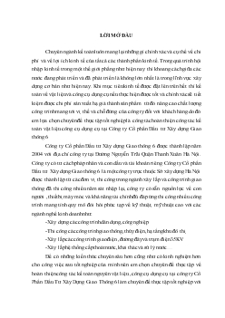 Chuyên đề Hoàn thiện kế toán tại Công ty Cổ phần Đầu tư Xây dựng Giao thông 6