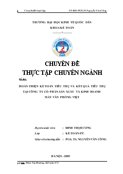 Chuyên đề Hoàn thiện kế toán tiêu thụ và kết quả tiêu thụ tại Công ty cổ phần sản xuất và kinh doanh máy văn phòng Việt