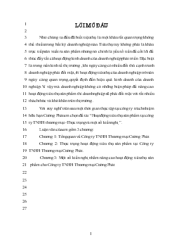 Chuyên đề Hoạt động tiêu thụ sản phẩm tại công ty TNHH thương mại -Thực trạng và một số kiến nghị