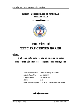 Chuyên đề Lập kế hoạch kiểm toán báo cáo tài chính do Chi nhánh Công ty TNHH Kiểm toán và Tư vấn (A&C) tại Hà Nội thực hiện