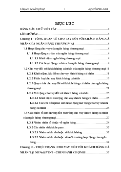 Chuyên đề Mở rộng cho vay đối với khách hàng cá nhân tại Ngân hàng nông nghiệp và phát triển nông thôn – chi nhánh Chợ Mơ