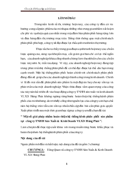 Chuyên đề Một số giải pháp nhằm hoàn thiện hệ thống kênh phân phối sản phẩm tại công ty TNHH Sản Xuất và Kinh Doanh VLXD Hùng Phát