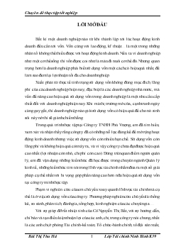 Chuyên đề Một số giải pháp nhằm nâng cao hiệu quả sử dụng vốn tại Công ty TNHH Phú Vượng