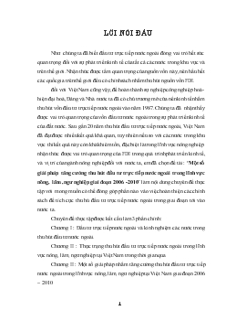Chuyên đề Một số giải pháp tăng cường thu hút đầu tư trực tiếp nước ngoài trong lĩnh vực nông, lâm, ngư nghiệp giai đoạn 2006 -2010
