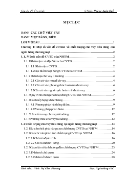 Chuyên đề Nâng cao chất lượng cho vay tiêu dùng của Ngân hàng Đầu tư và Phát triển - Chi nhánh Đông Đô