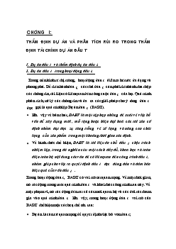 Chuyên đề Những khuyến nghị nhằm góp phần nâng cao chất lượng thẩm định và phân tích rủi ro tại Ngân hàng công thương Đống Đa