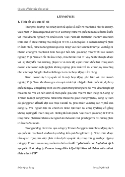 Chuyên đề Phát triển các loại hình dịch vụ quốc tế ở công ty Tranco trong điều kiện Việt Nam là thành viên chính thức của WTO