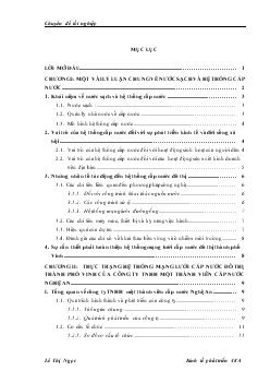 Chuyên đề Thực trạng hệ thống cấp nước của công ty TNHH một thành viên cấp nước Nghệ An và giải pháp hoàn thiện hệ thống cấp nước đô thị của công ty trên địa bàn thành phố Vinh đến năm 2015