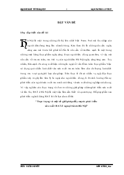 Chuyên đề Thực trạng và một số giải pháp đẩy mạnh phát triển sản xuất RAT ở ngoại thành Hà Nội