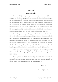 Chuyên đề Vân dụng một số phương pháp thống kê phân tích hoạt động sản xuất kinh doanh của khối văn phòng Công ty cổ phần Gas Petrolimex giai đoan 2002 – 2006