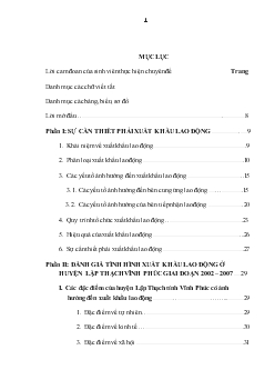 Chuyên đề Đánh giá tình hình xuất khẩu lao động của huyện Lập Thạch tỉnh Vĩnh Phúc giai đoạn 2002 – 2007