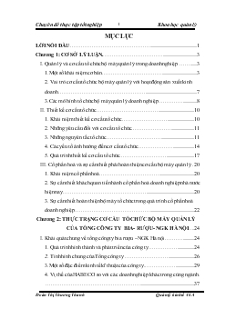 Chuyên đề Hoàn thiện cơ cấu tổ chức bộ máy quản lý của Tổng công ty Bia - Rượu – nước giải khát Hà nội trong quá trình cổ phần hoá