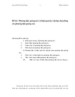 Đề án Phương tiện quảng cáo và hiệu quả của việc lựa chọn đúng các phương tiện quảng cáo