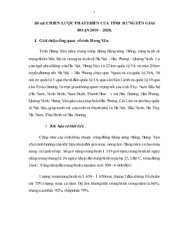 Đề tài Chiến lược phát triển của tỉnh Hưng Yên giai đoạn 2010 – 2020