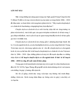 Đề tài Kế hoạch chuyển dịch cơ cấu ngành kinh tế thời kì kế hoạch 2006 – 2010 và đề xuất một số biện pháp