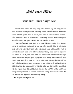 Đề tài Thực trạng phát triển kinh tế tư nhân Việt Nam hiện nay như thế nào ? Các giải pháp phát triển kinh tế tư nhân Việt Nam