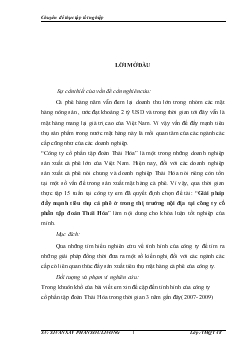 Khóa luận Giải pháp đẩy mạnh tiêu thụ cà phê ở trong thị trường nội địa tại công ty cổ phần tập đoàn Thái Hòa