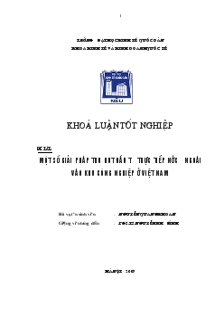 Khóa luận Một số giải pháp thu hút đầu tư trực tiếp nước ngoài vào khu công nghiệp ở Việt Nam