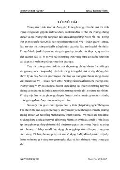 Luận văn Áp dụng mô hình kinh tế lượng và mô hình phân tích kỹ thuật trong giao dịch vàng ở Việt Nam