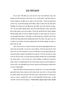 Luận văn Hoàn thiện công tác hạch toán chi phí sản xuất và tính giá thành sản phẩm tại công ty cổ phần sản xuất và xuất nhập khẩu Thành Công