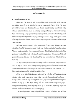 Luận văn Nâng cao hiệu quả kinh doanh nhập khẩu ở công ty TNHH Hoa Phong khi Việt Nam là thành viên của tổ chức WTO