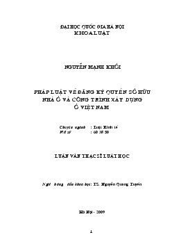 Luận văn Pháp luật về đăng ký quyền sở hữu nhà ở và công trình xây dựng ở Việt Nam