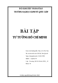 Tiểu luận Mối quan hệ giữa độc lập dân tộc và chủ nghĩa xã hội trong tư tưởng Hồ Chí Minh