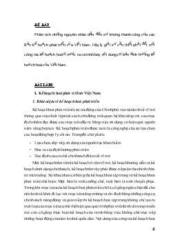 Tiểu luận Phân tích những nguyên nhân dẫn đến sự không thành công của các Bản kế hoạch phát triển của Việt Nam. Hãy lý giải sự cần thiết phải đổi mới công tác kế hoạch hoá ở nước ta và trình bày nội dung cơ bản định hướng kế hoạch hoá của Việt Nam