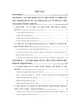 Tiểu luận Vai trò kinh tế của Nhà nước trong nền kinh tế thị trường định hướng xã hội chủ nghĩa ơ nước ta hiện nay